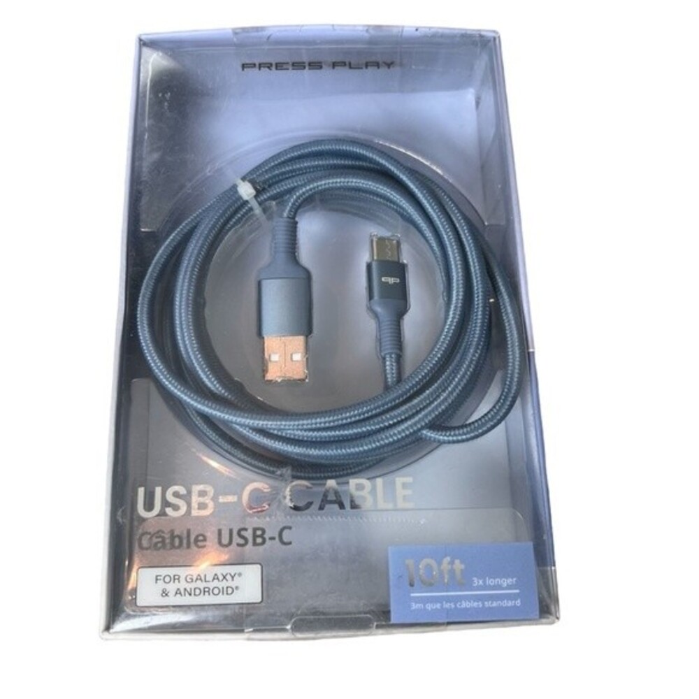 New USB-C Cable for Galaxy and Android 10 foot Blue Charge Sync